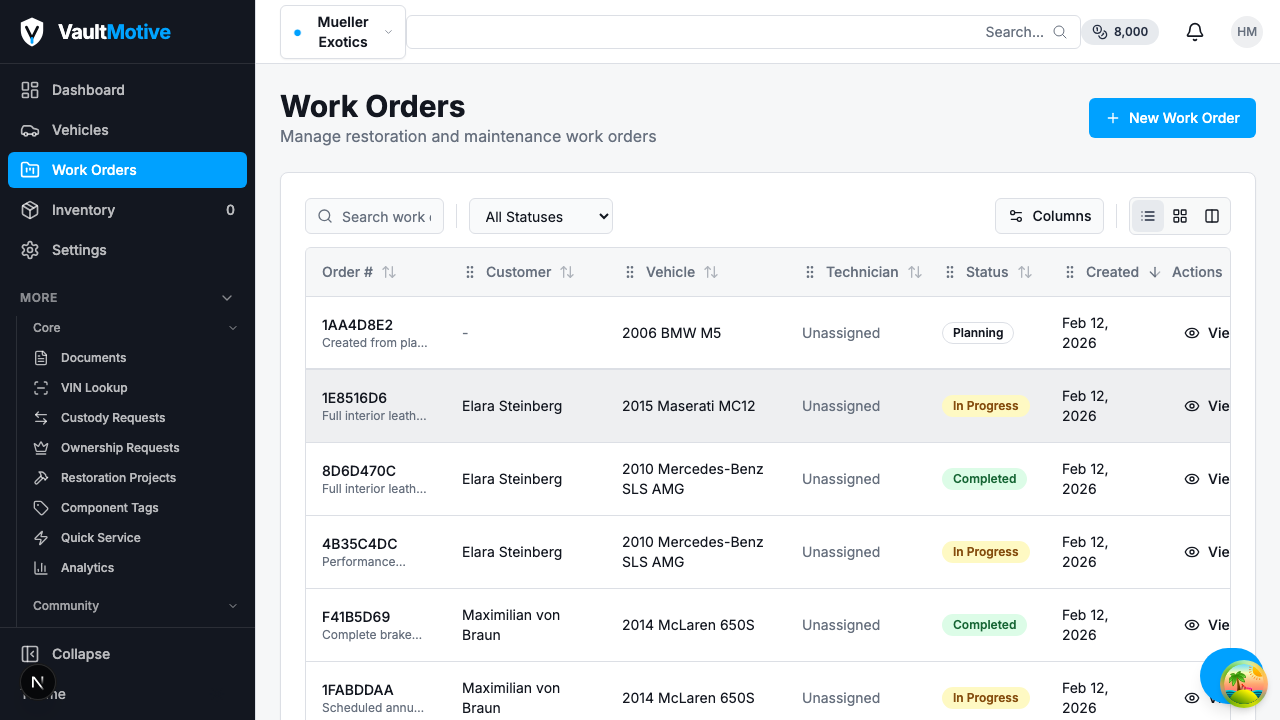 Project Tracking - Work order management