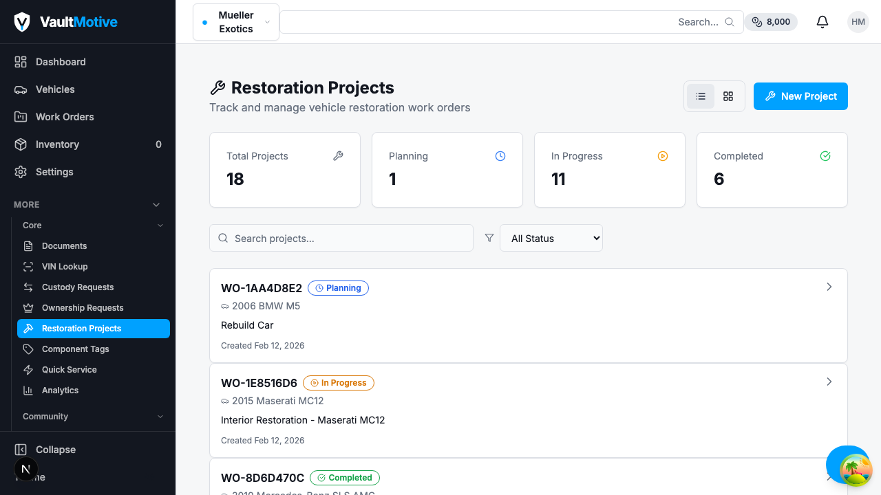 Restoration Projects