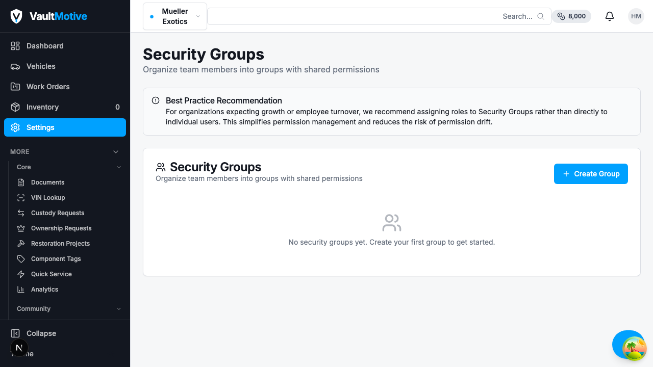 Security Groups - Organized team permissions